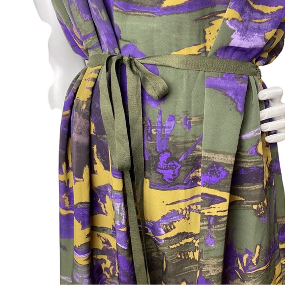 Simply Vera Wang Abstract Multi-color Mini Shift Dress Belted Short Sleeve Large - Picture 10 of 16